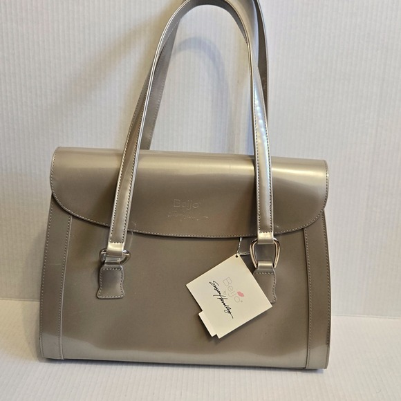 Beijo Handbags - Beijo by Susan Handley Patent Satchel Shoulder Bag Champagne Taupe NWT $110.00